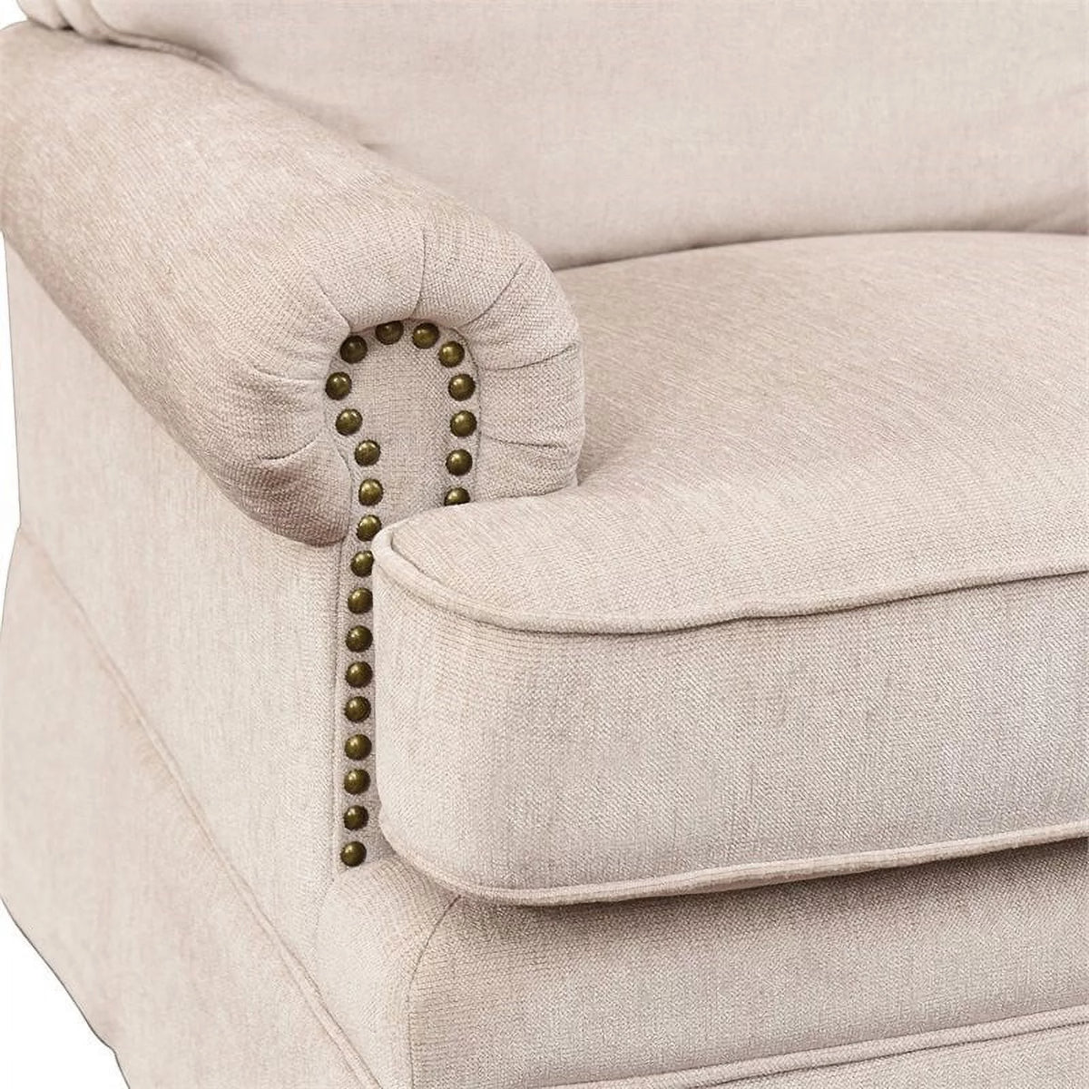 Cream Swivel Glider Chair and Ottoman L325274