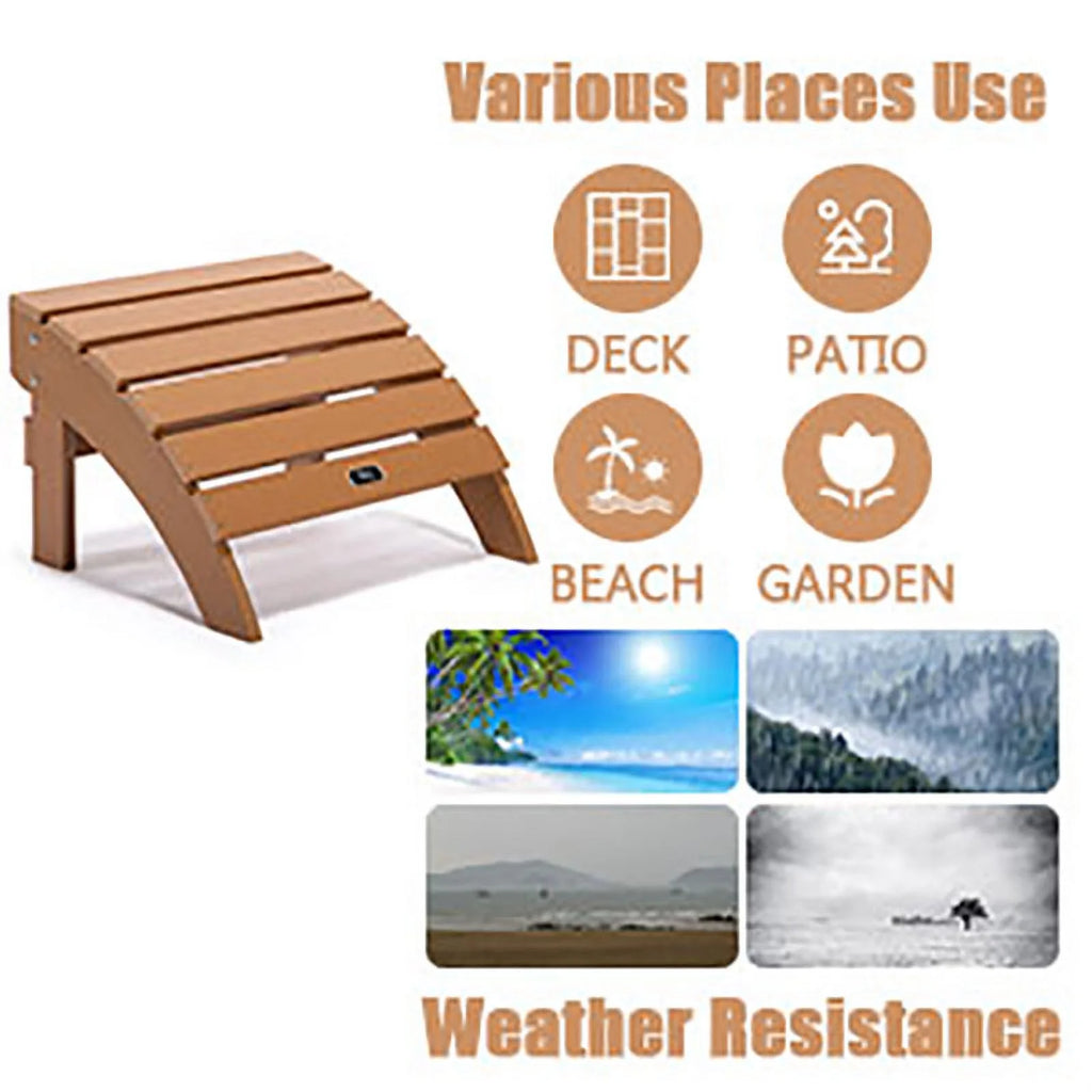 Brown All-Weather Plastic Wood Ottoman Footstool O669