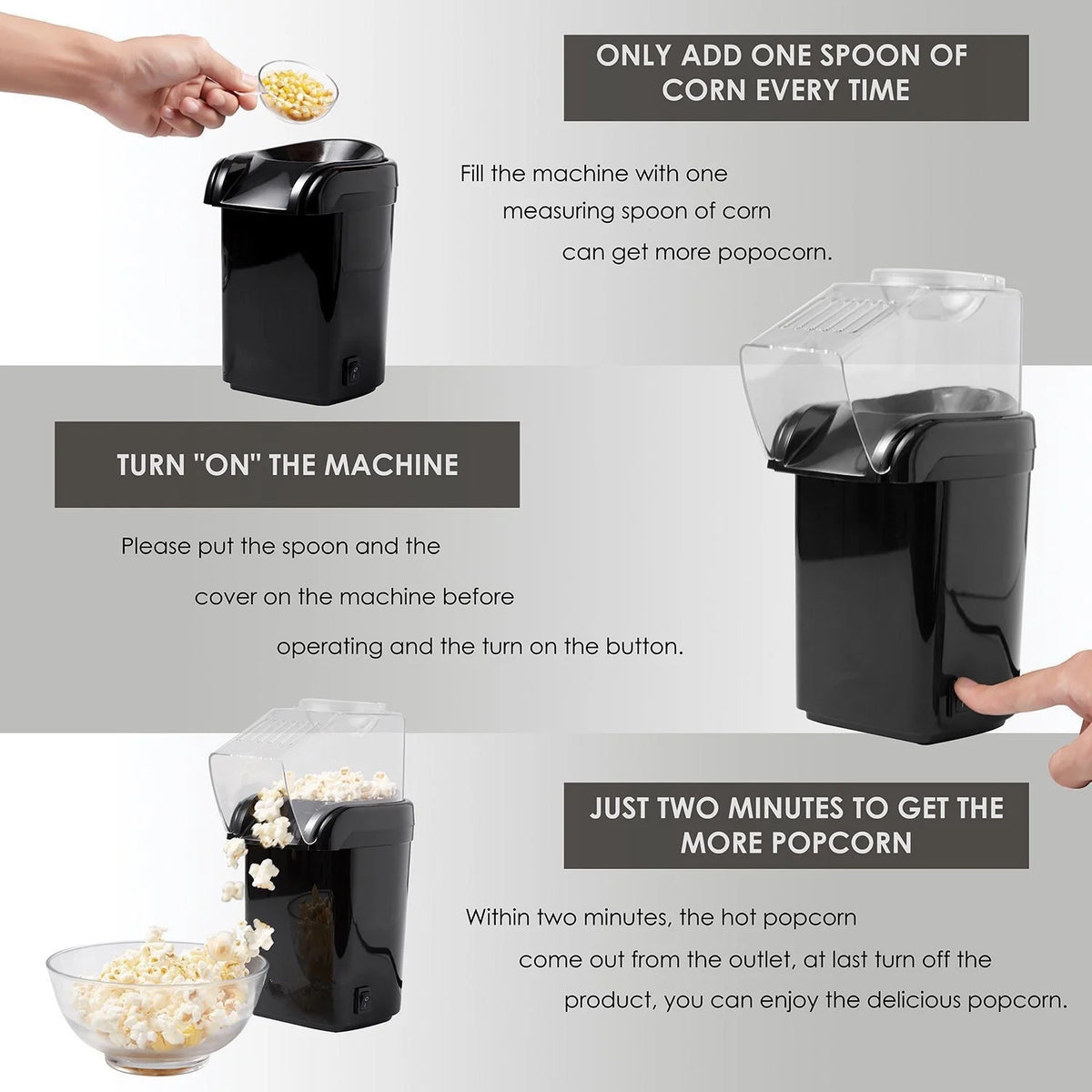 1200W Electric Hot Air Popcorn Maker M49940