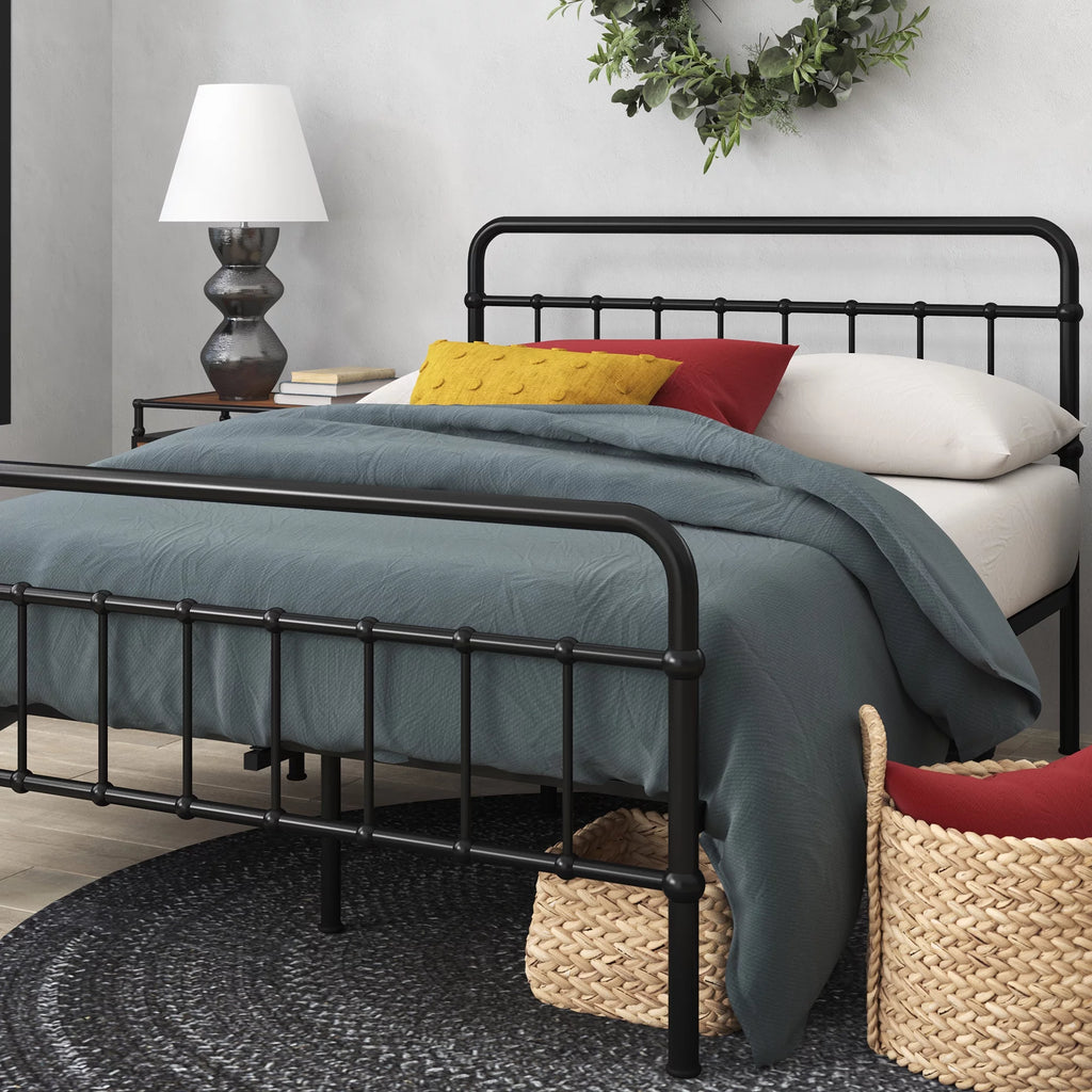 White Queen Metal Platform Bed Frame E795