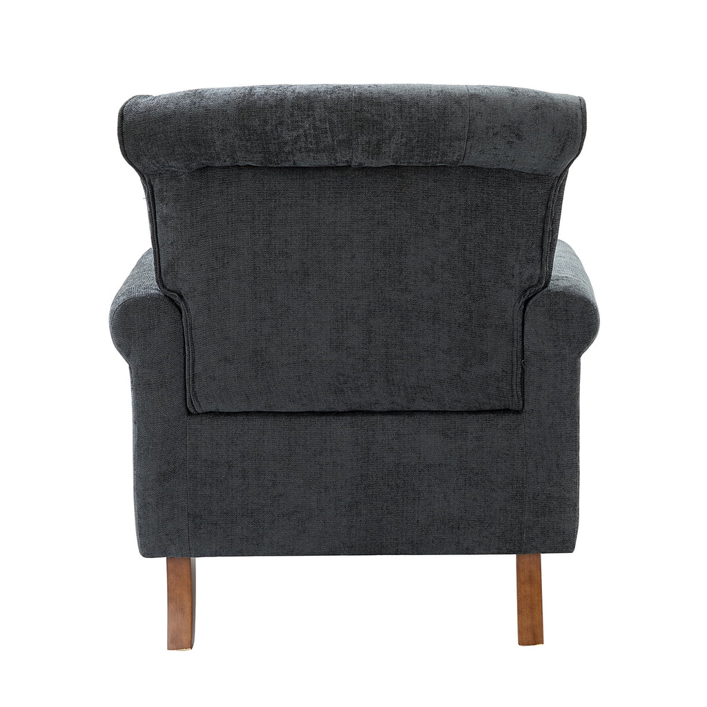 Charcoal Upholstered Accent Chair with Wood Legs Z1622