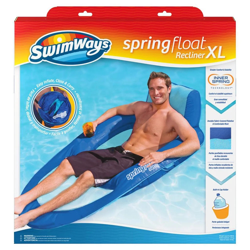 Dark & Light Blue Inflatable Floating Chair with Cup Holder (2 Pack) C577
