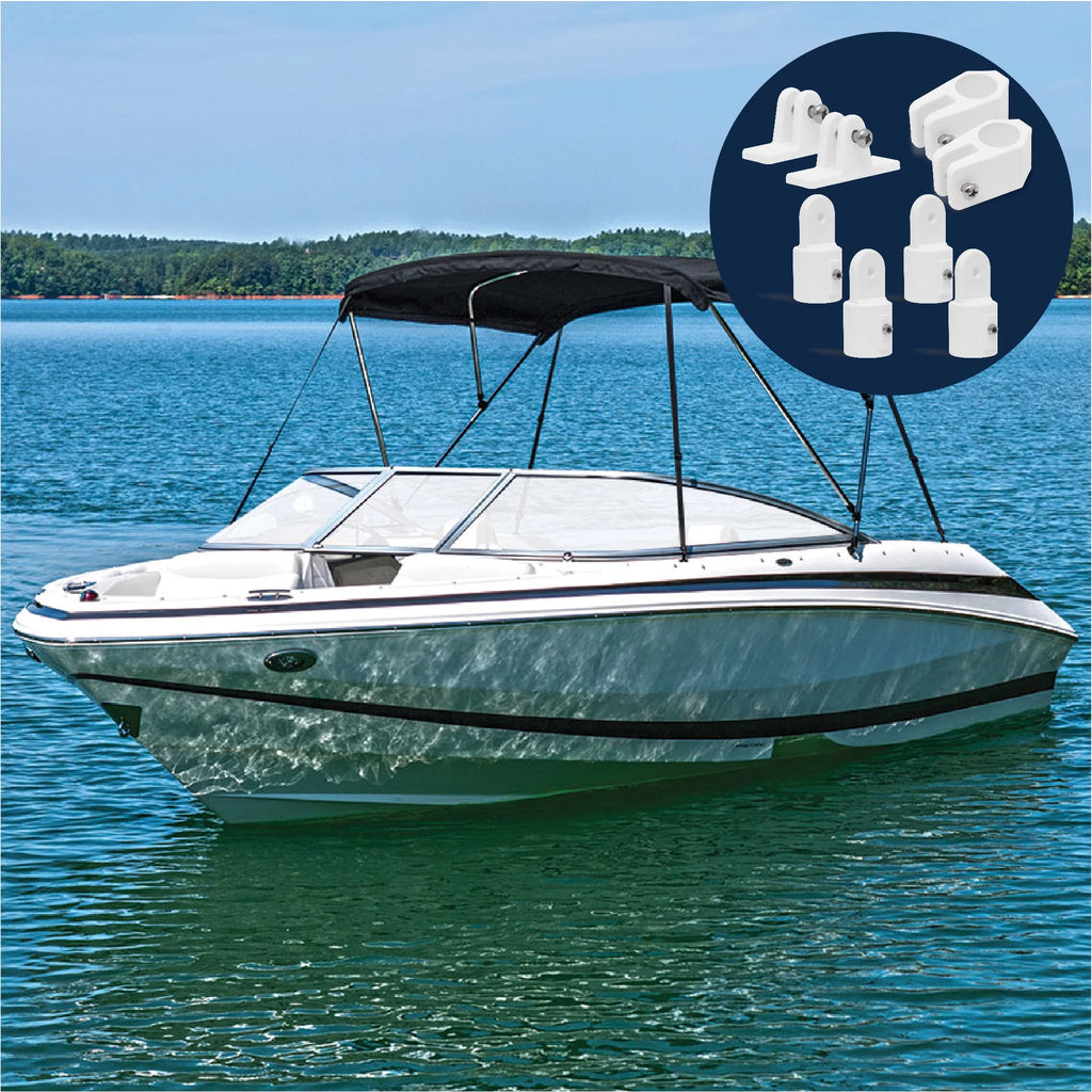 2 Bow Marine Bimini Top Set 8 Piece, 7/8 inch White Nylon Z5857