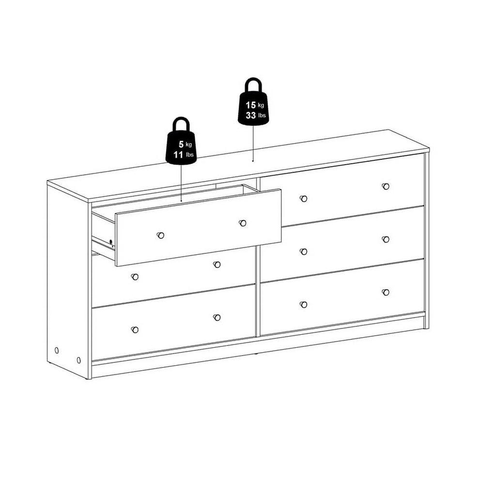 Engineered Wood 6 Drawer Double Dresser M70366