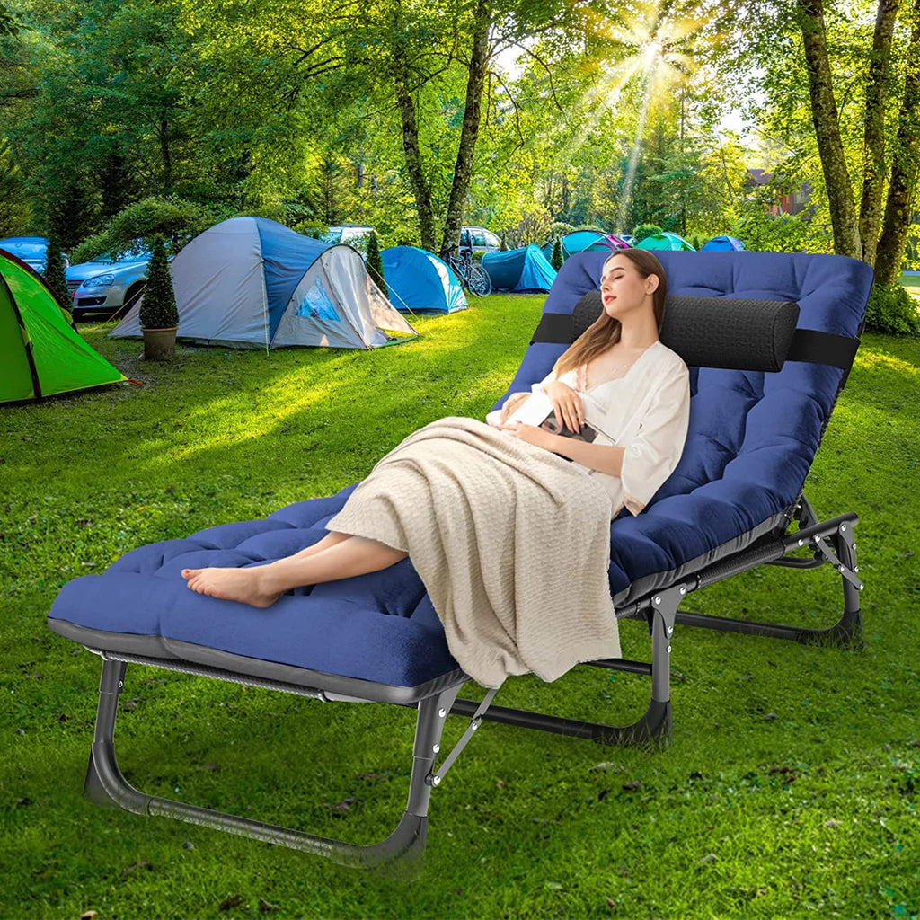 Adjustable 4-Position Folding Camping Cot with Pillow A69980