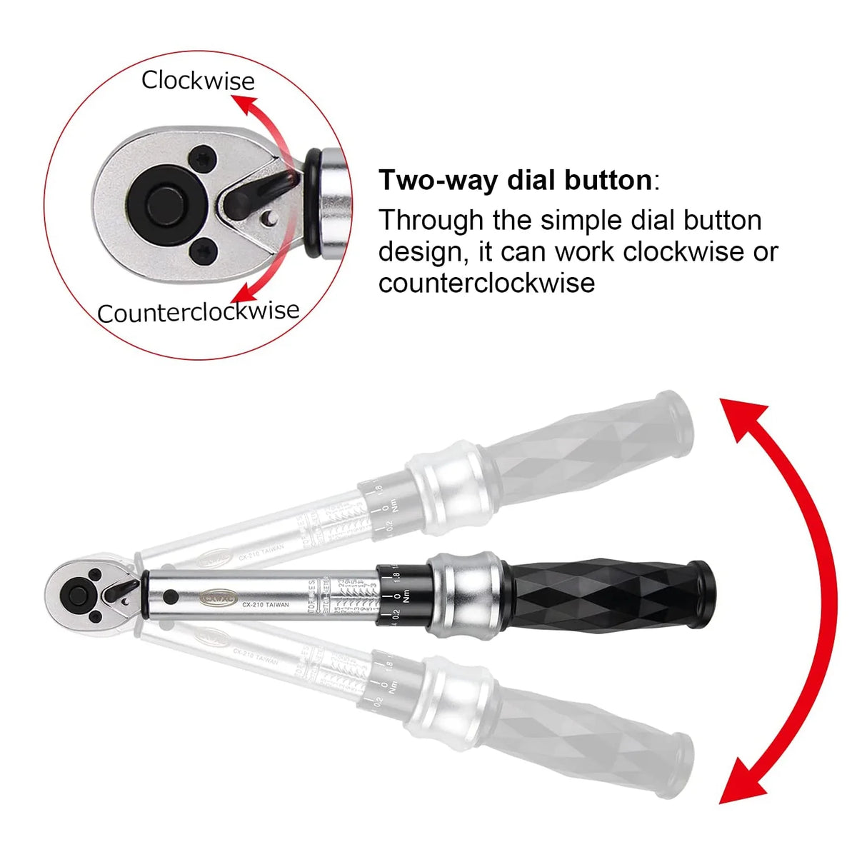 1/4" Drive Click Torque Wrench Set 1-25 Nm Bicycle Tool Kit K325357