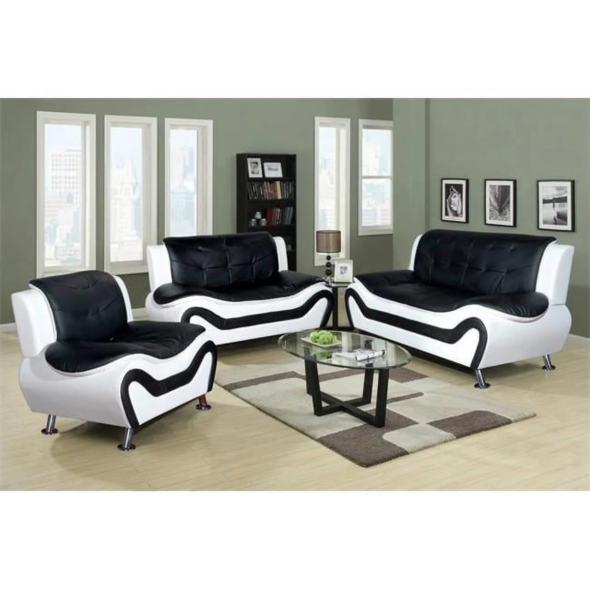 Black & White Sofa Set Y412