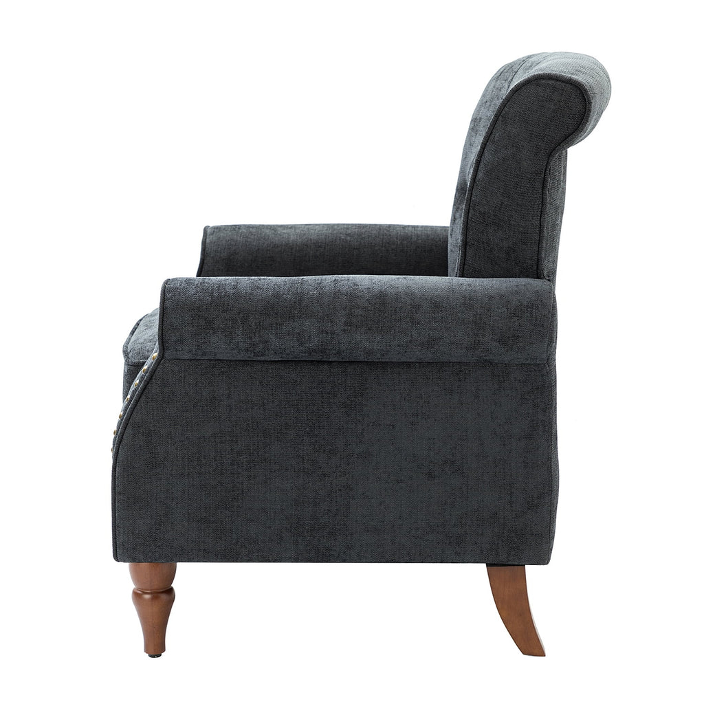 Charcoal Upholstered Accent Chair with Wood Legs Z1622
