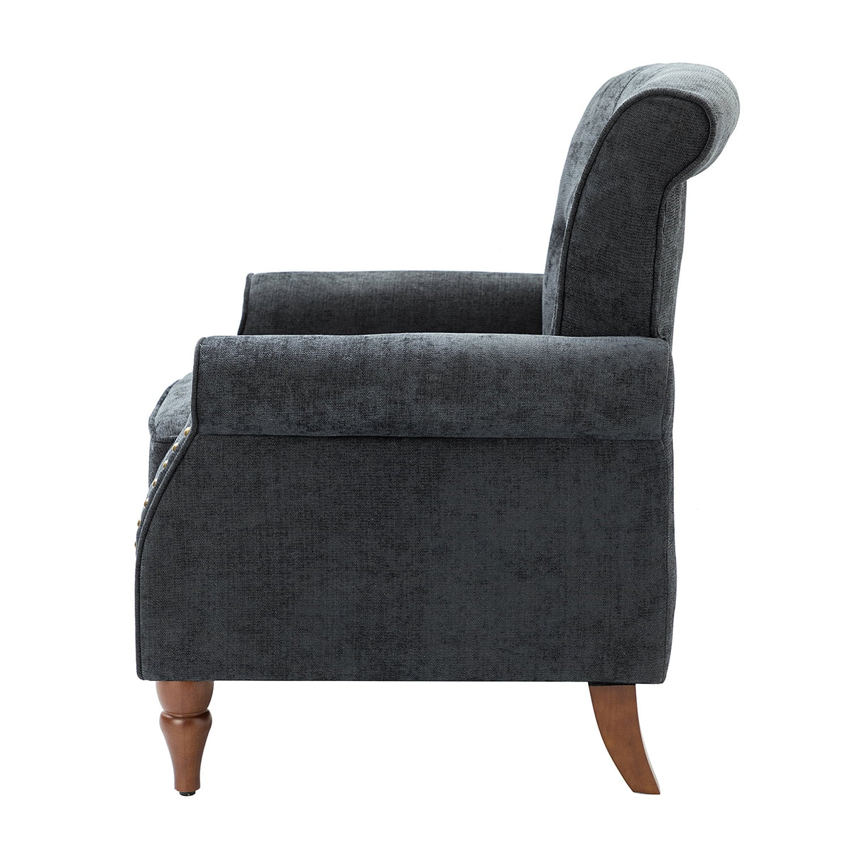 Charcoal Upholstered Accent Chair with Wood Legs Z1622