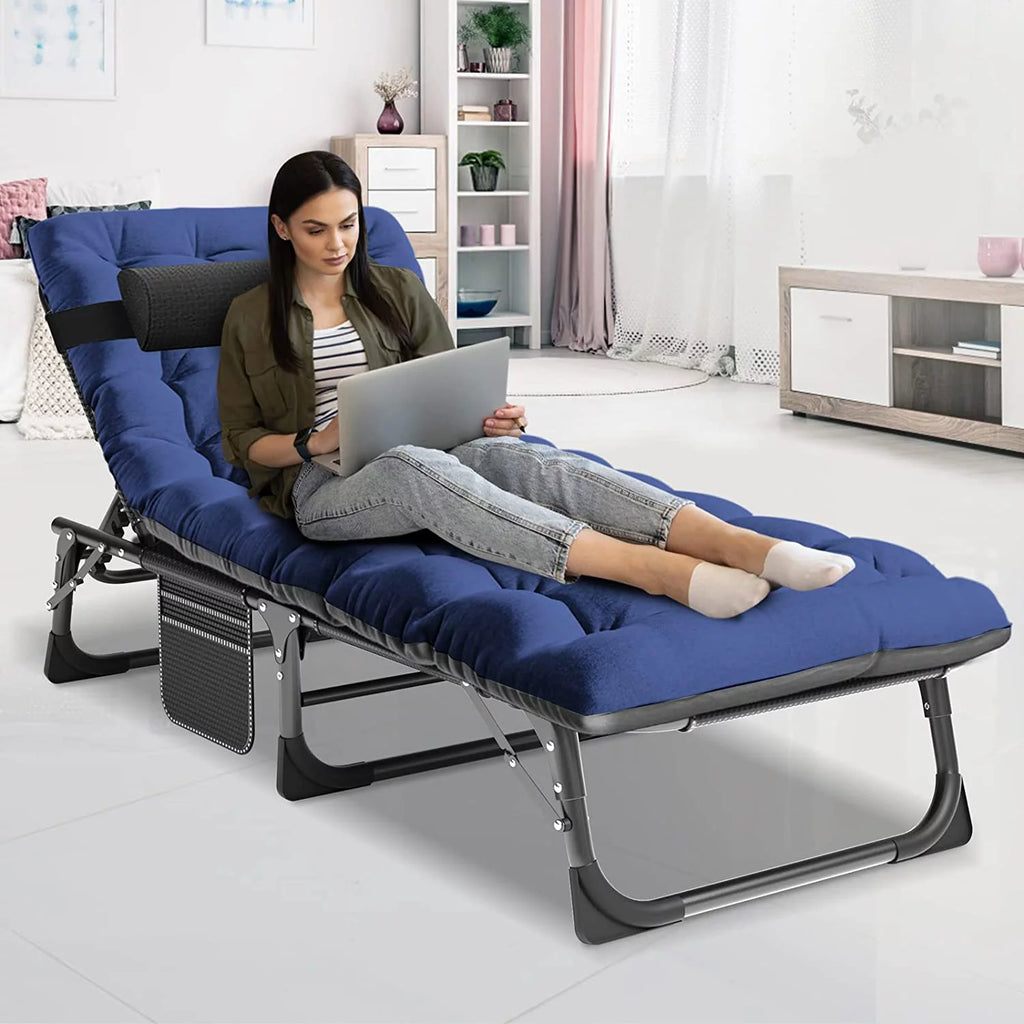 Adjustable 4-Position Folding Camping Cot with Pillow A69980