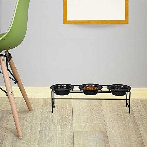 Triple Diner Feeder with Stainless Steel Dog Bowls A7996