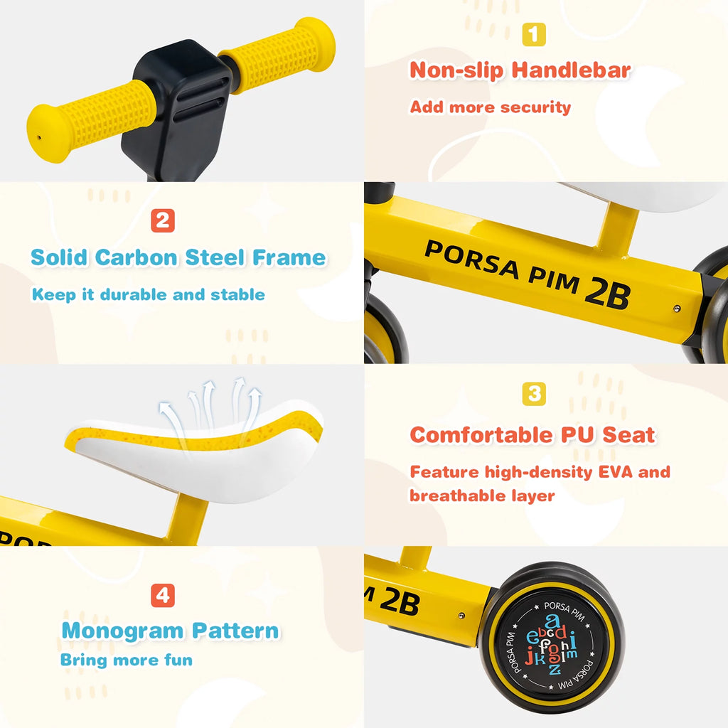 Baby Balance Bike No Pedal Yellow R546845