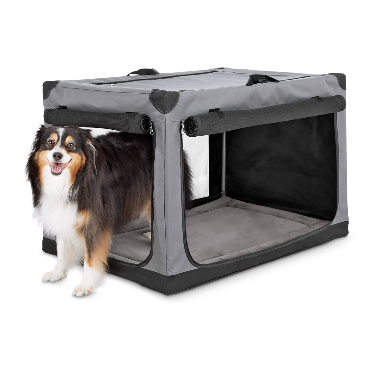 Portable Canvas Dark Grey Dog Crate C882