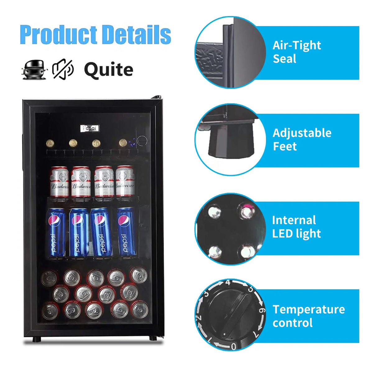 120 Can Beverage Fridge Glass Door J13178