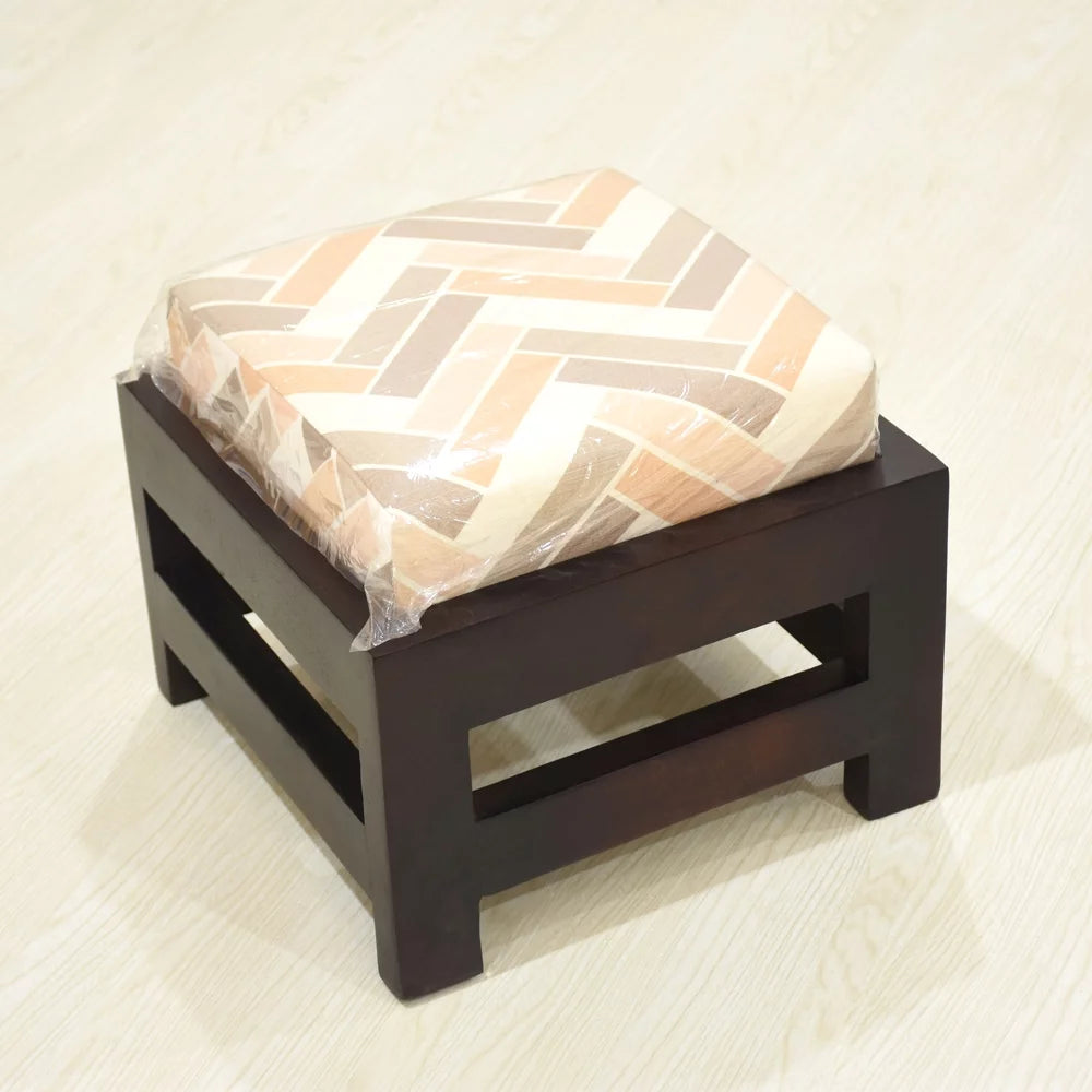 Handmade 100% Mango Wood Light Walnut Rectangular Indoor Stool D62497