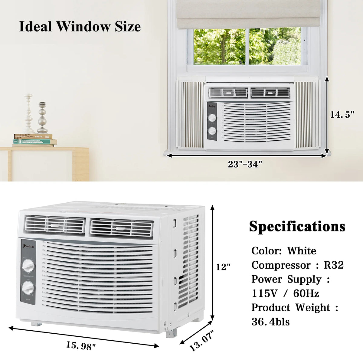 5000BTU 115V 450W White Window Air Conditioner Q523264