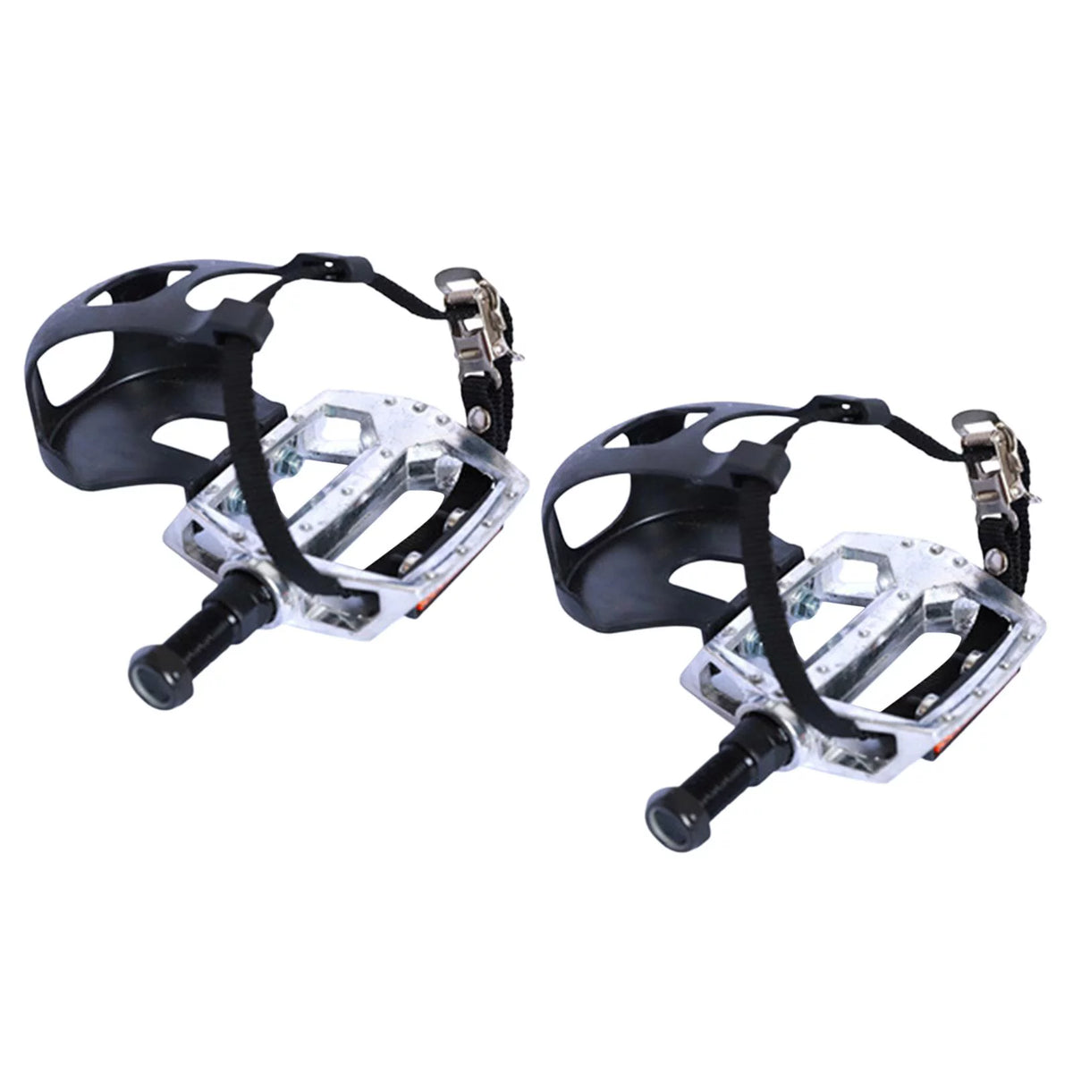 1 Pair Exercise Bike Pedals with Straps and Toe Clips V23411