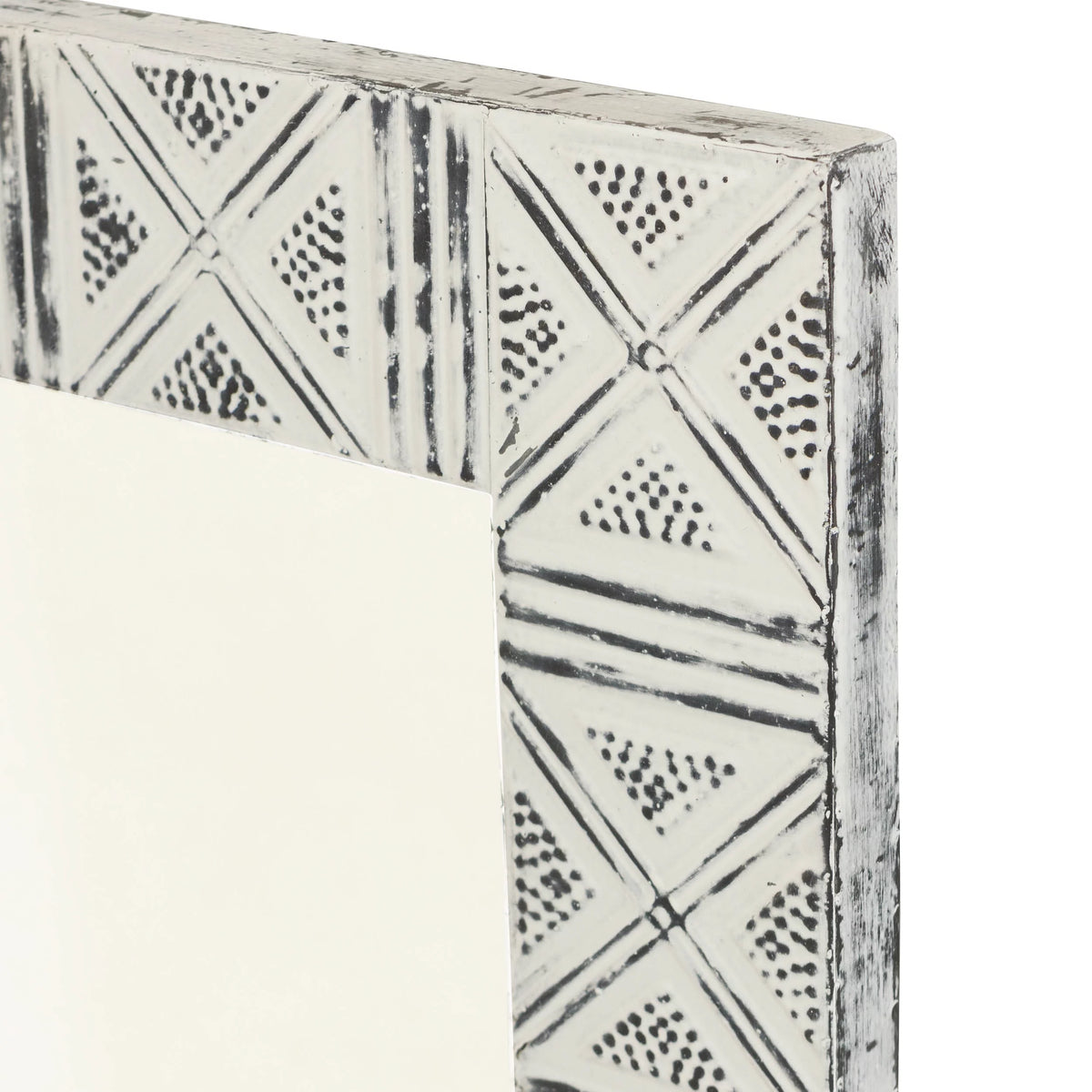 Distressed Metal Wall Mirror with Embossed Frame C90353