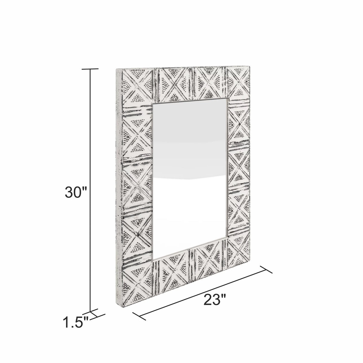Distressed Metal Wall Mirror with Embossed Frame C90353