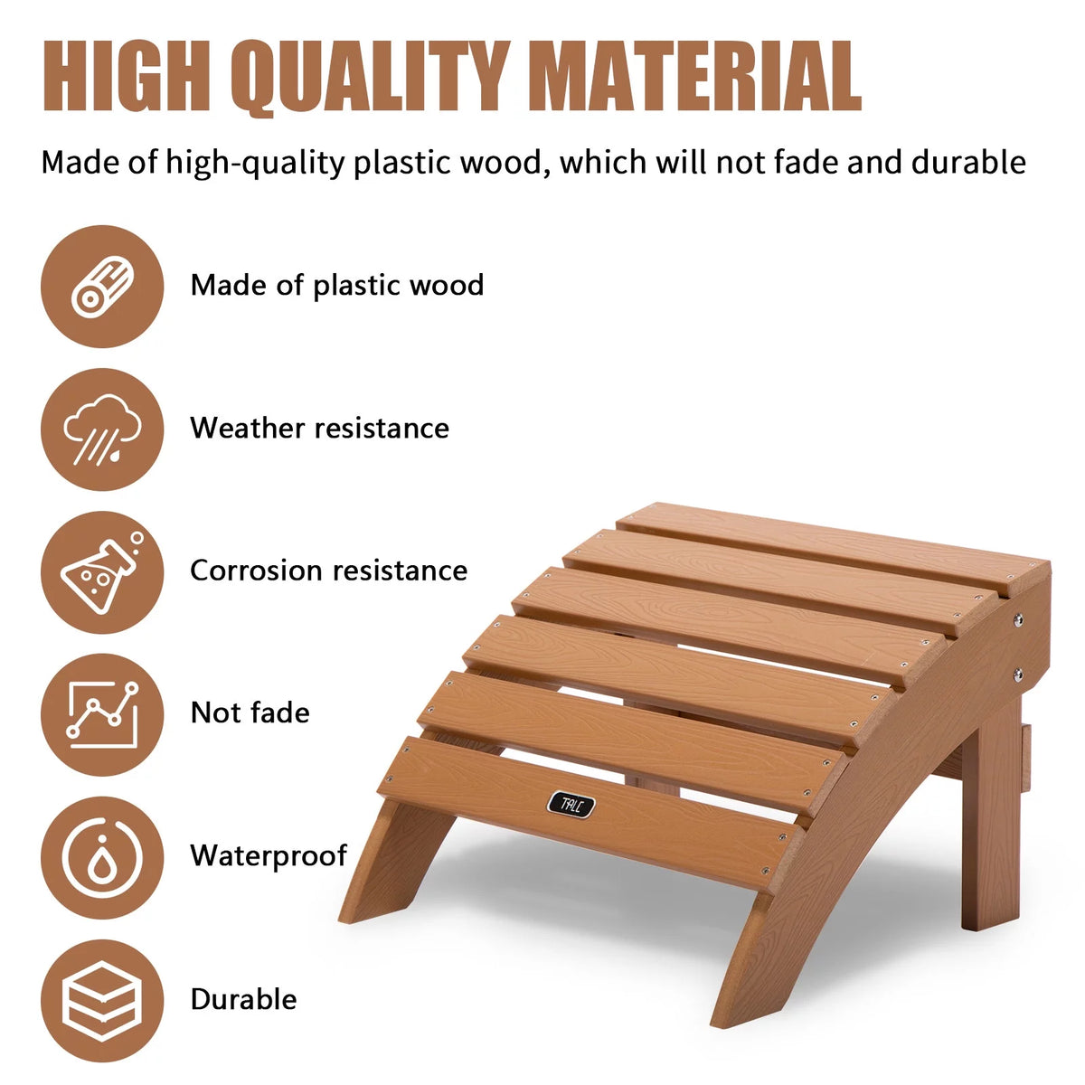 Brown All-Weather Plastic Wood Ottoman Footstool O669
