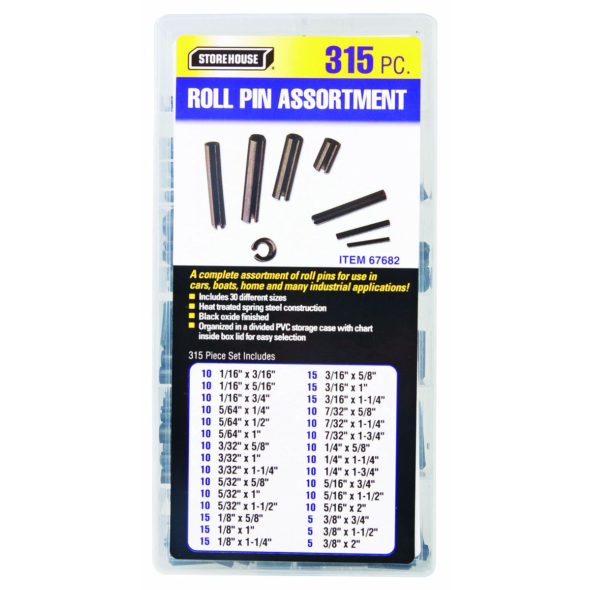 Roll Pin Assortment, 315 Piece E28574