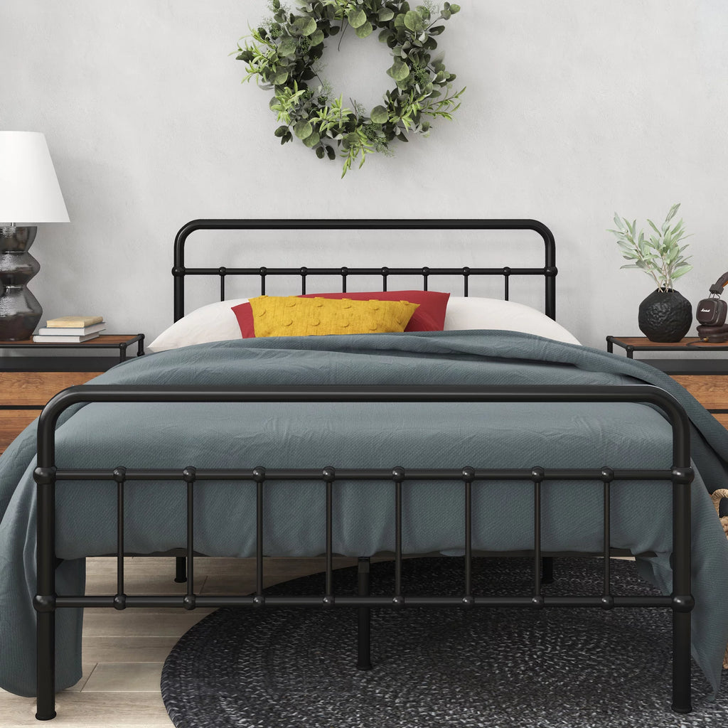 White Queen Metal Platform Bed Frame E795