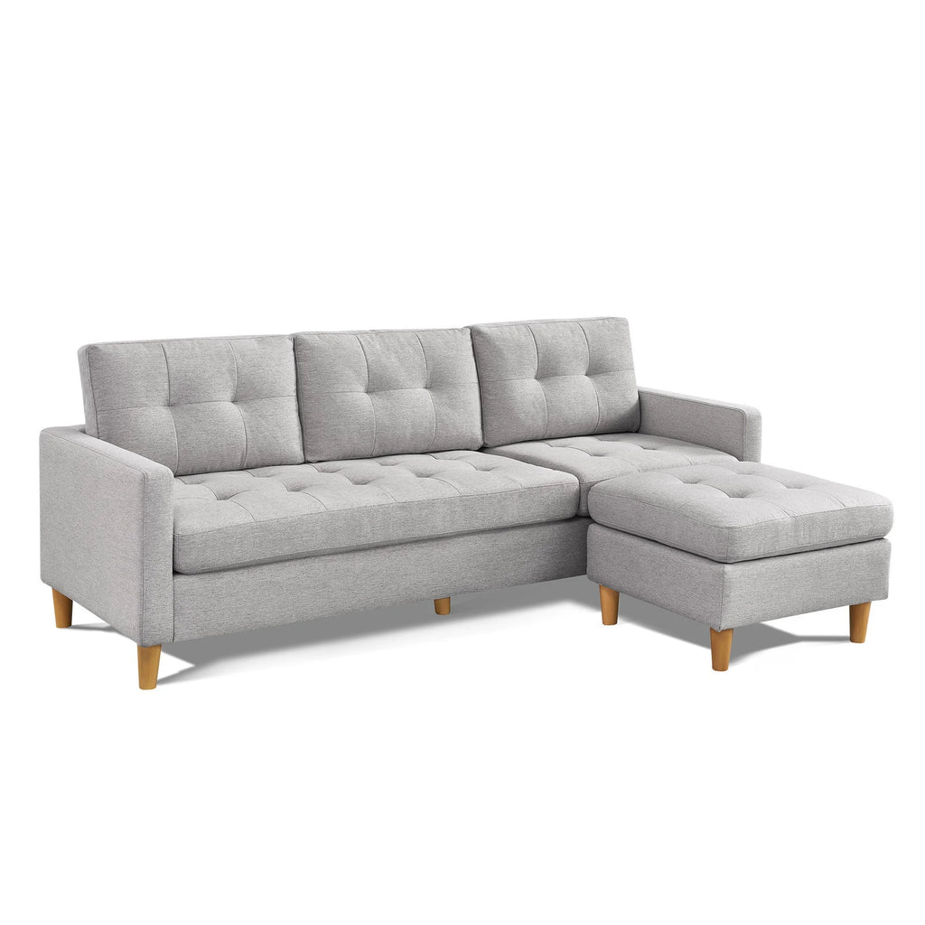 Light Grey Convertible Sectional Sofa with Ottoman N676582