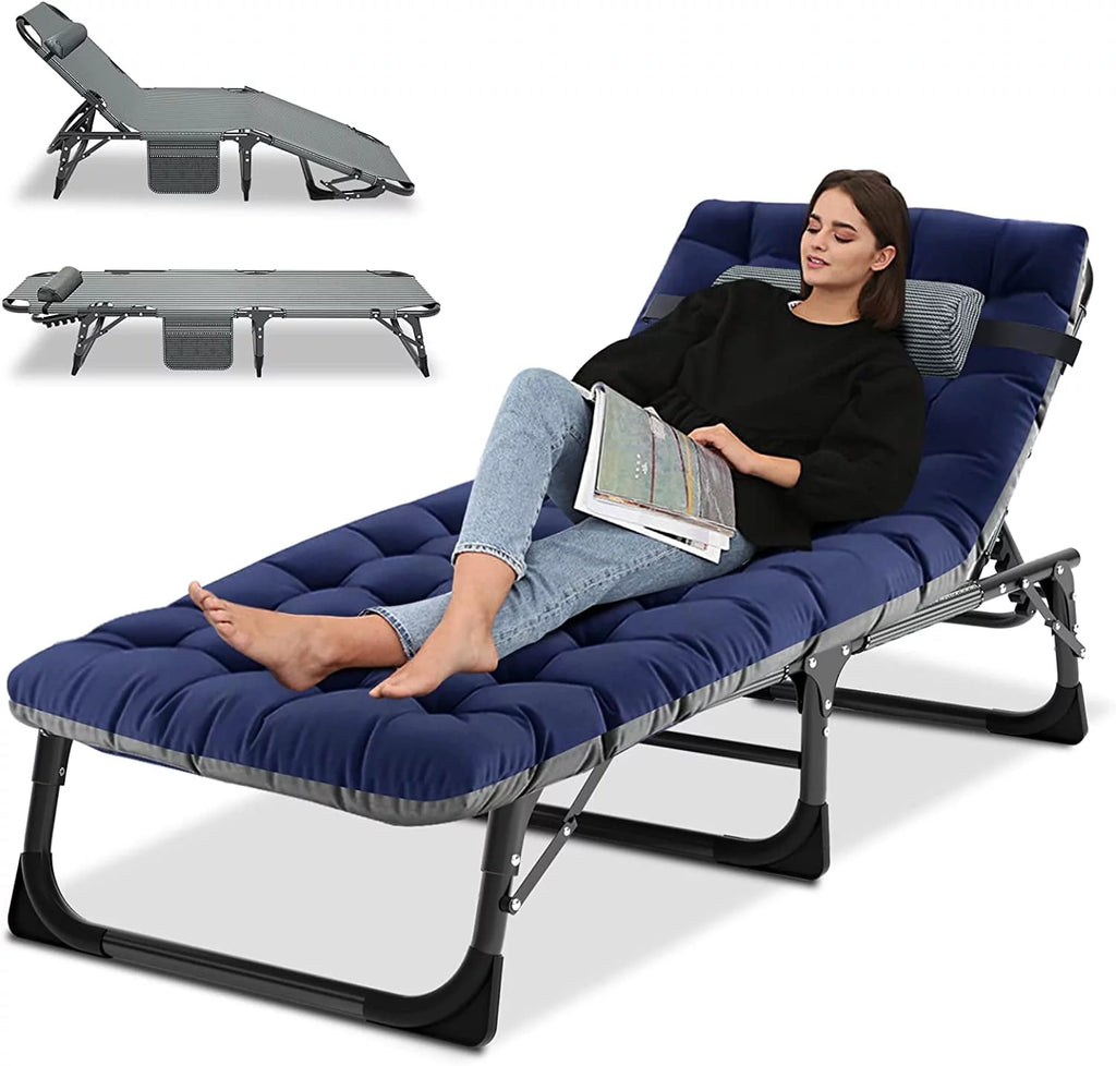 Adjustable 4-Position Folding Camping Cot with Pillow A69980