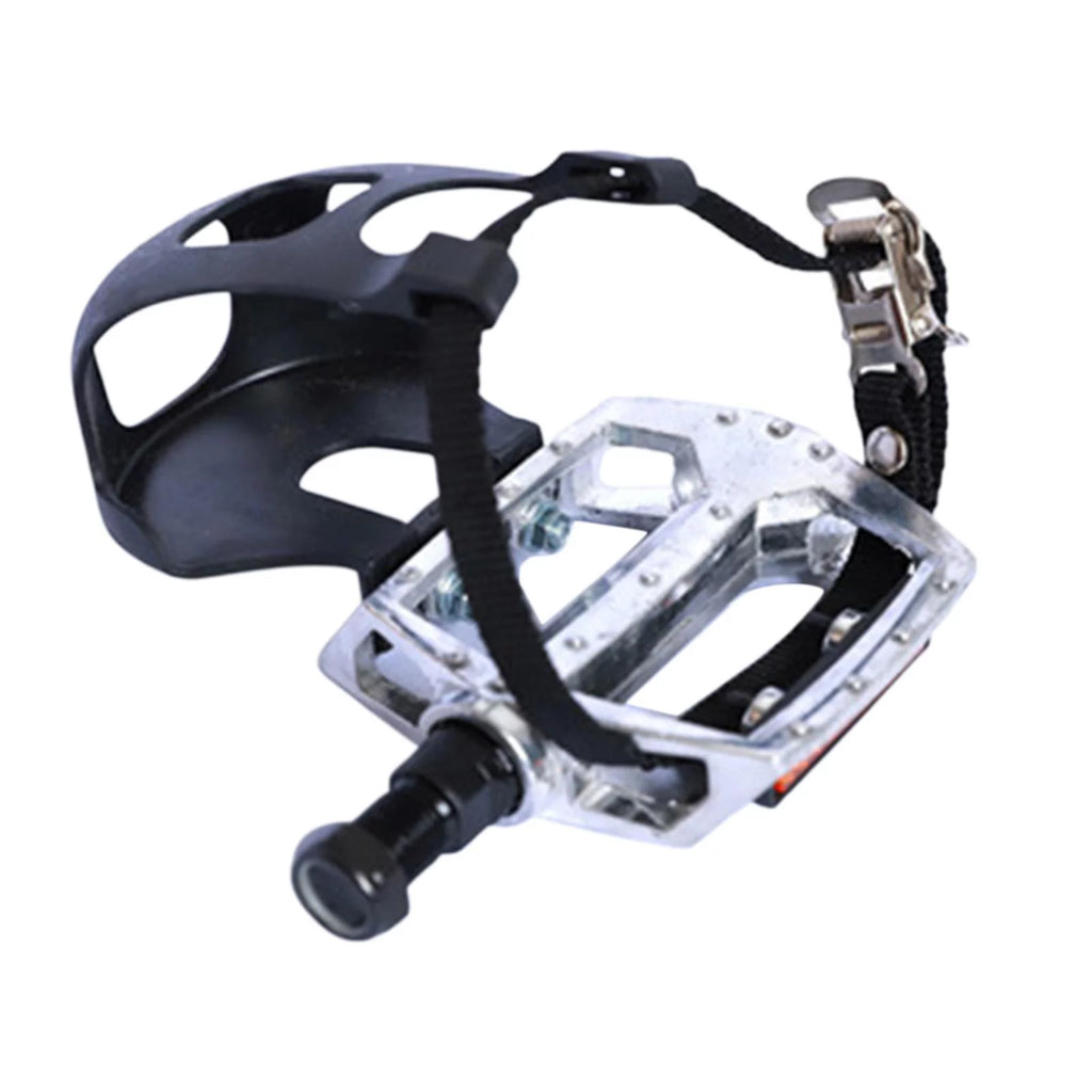 1 Pair Exercise Bike Pedals with Straps and Toe Clips V23411